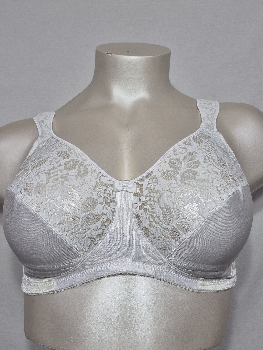 44C JMS Just My Size 1976 Satin and Lace Wire‎ Free Bra White